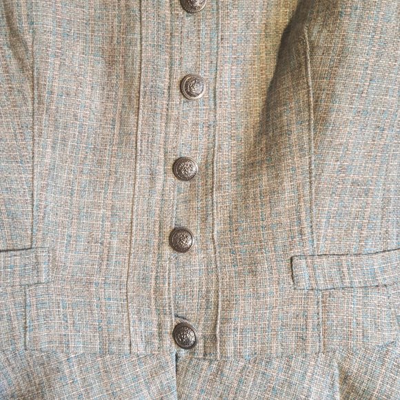 Preppy Light Academia Turquoise and Beige Blazer - Picture 3 of 5